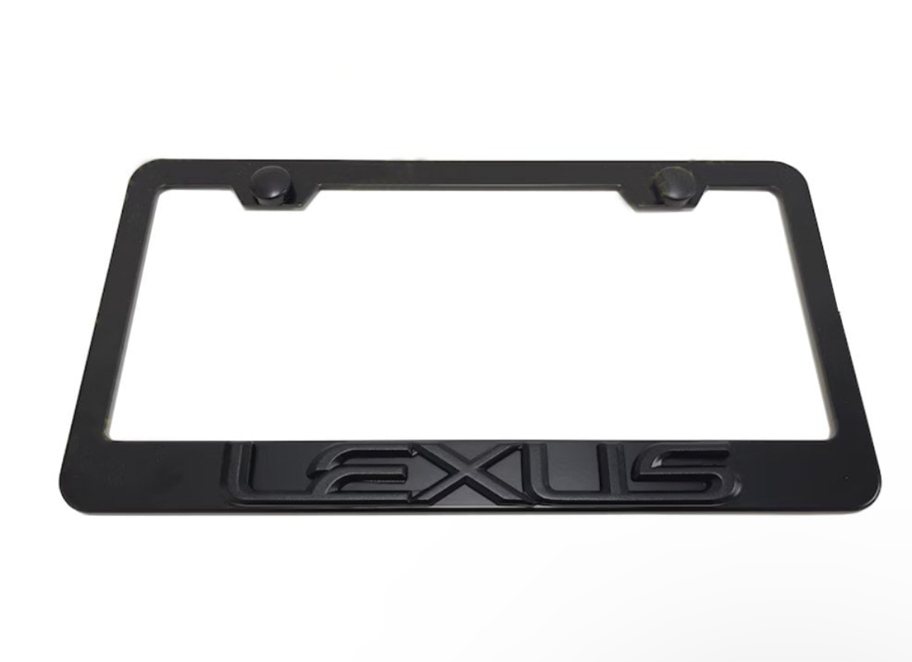 Lexus F Logo Black License Plate Frame Stainless Steel
