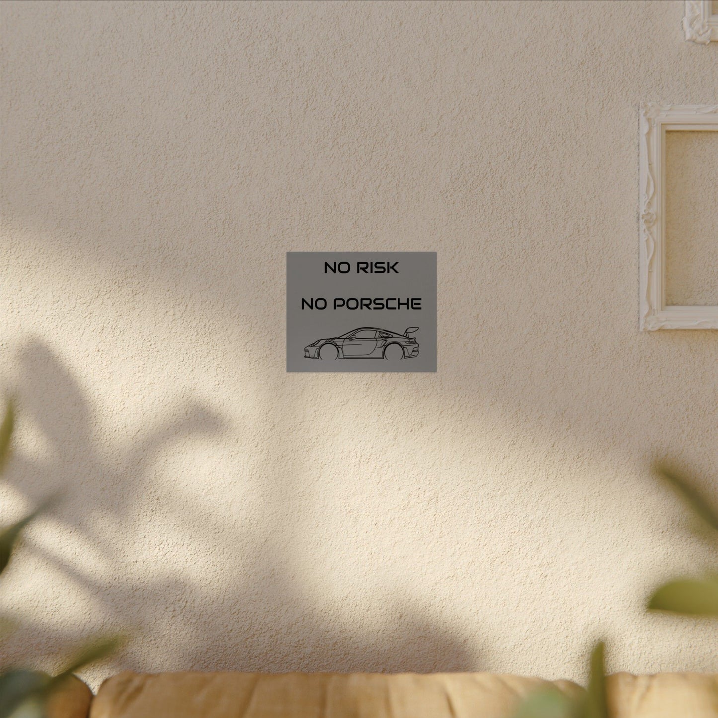 No Risk No Porsche Poster — Minimalist Car Wall Art for Garage or Man Cave