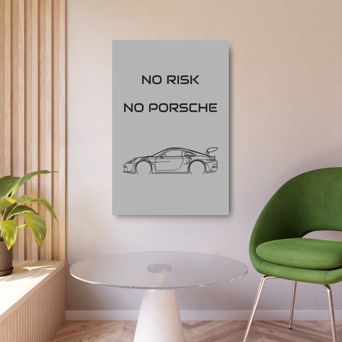 No Risk No Porsche Metal Sign — Sports Car Wall Art for Garage & Man Cave