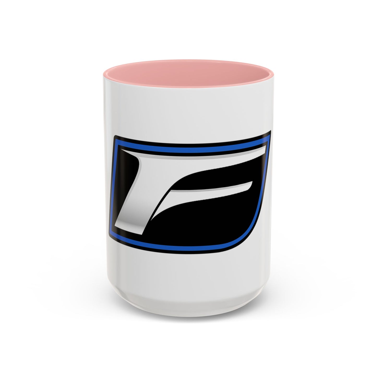 Racing F Emblem Accent Coffee Mug — Black & Blue 11/15oz