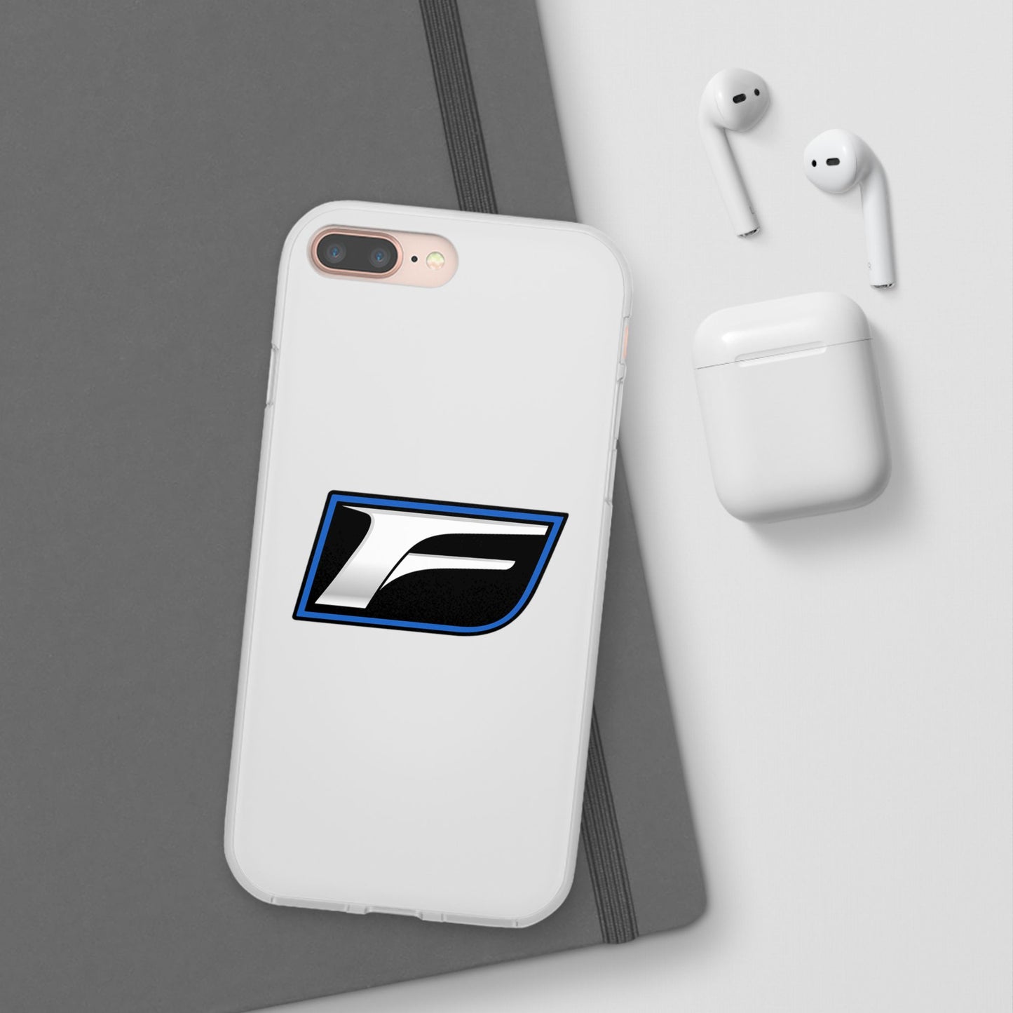 Flexi Phone Case — Sleek Black & Blue 'F' Logo Protective Cover