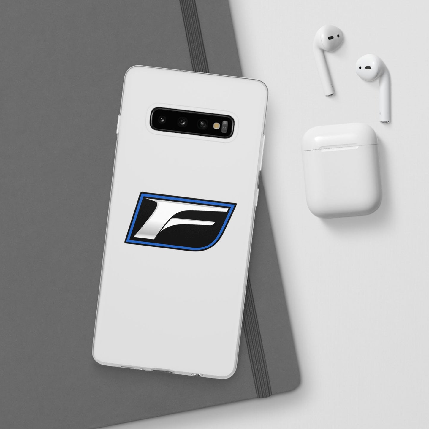 Flexi Phone Case — Sleek Black & Blue 'F' Logo Protective Cover