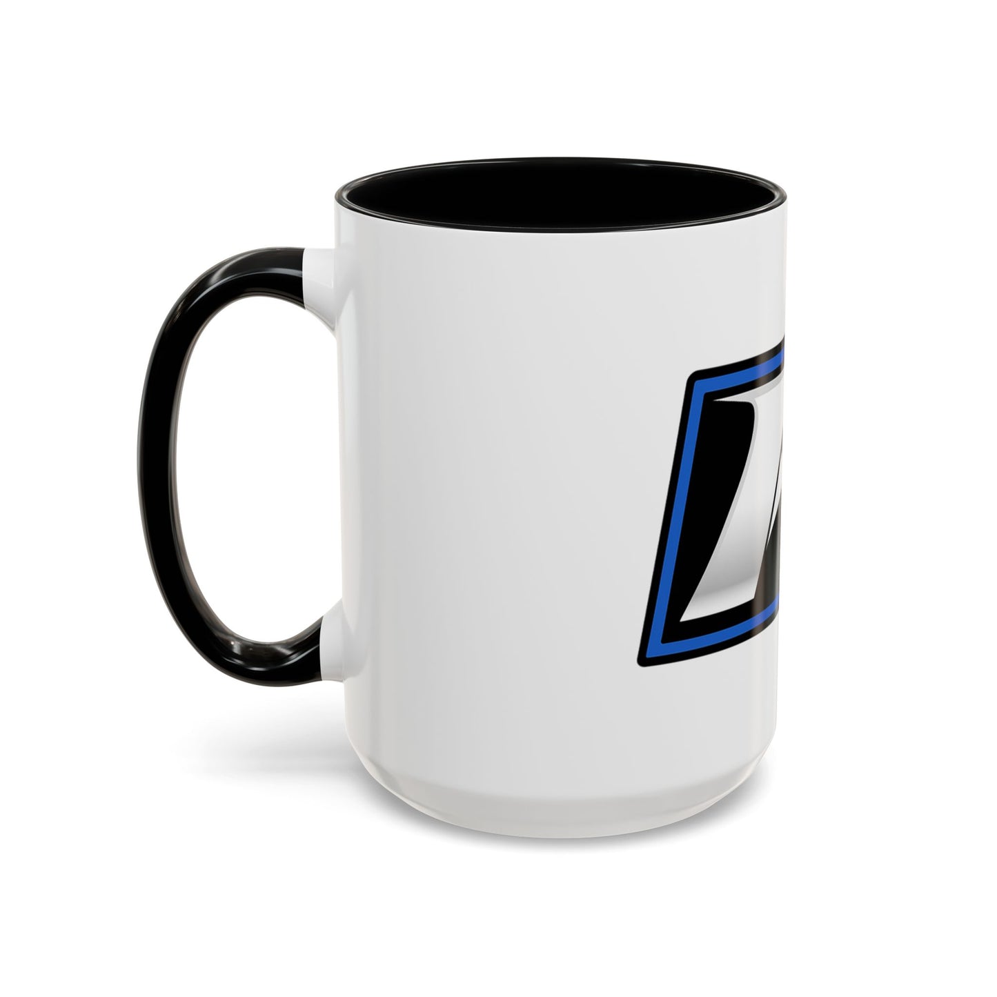 Racing F Emblem Accent Coffee Mug — Black & Blue 11/15oz