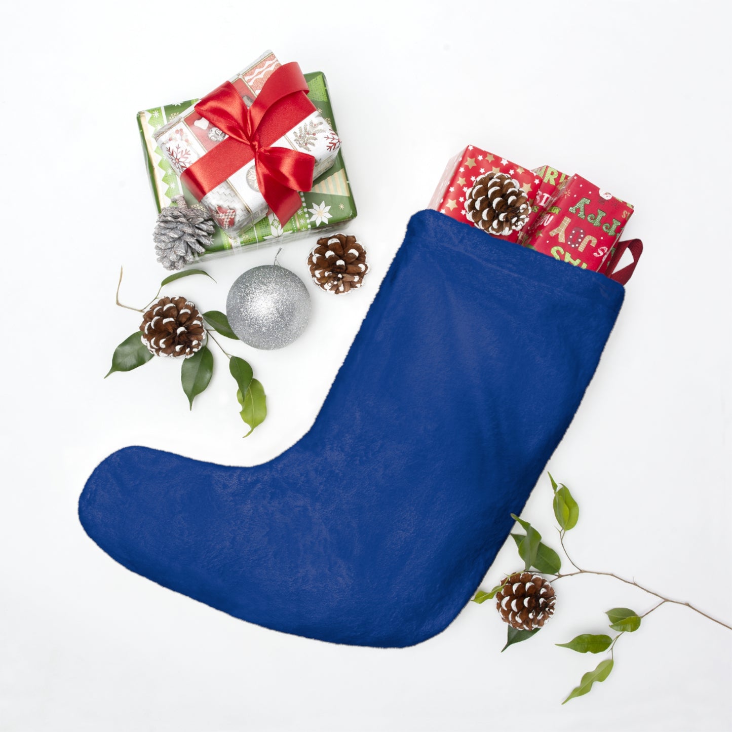Racing Logo Blue Christmas Stocking – Personalized Holiday Stocking for Car Enthusiasts