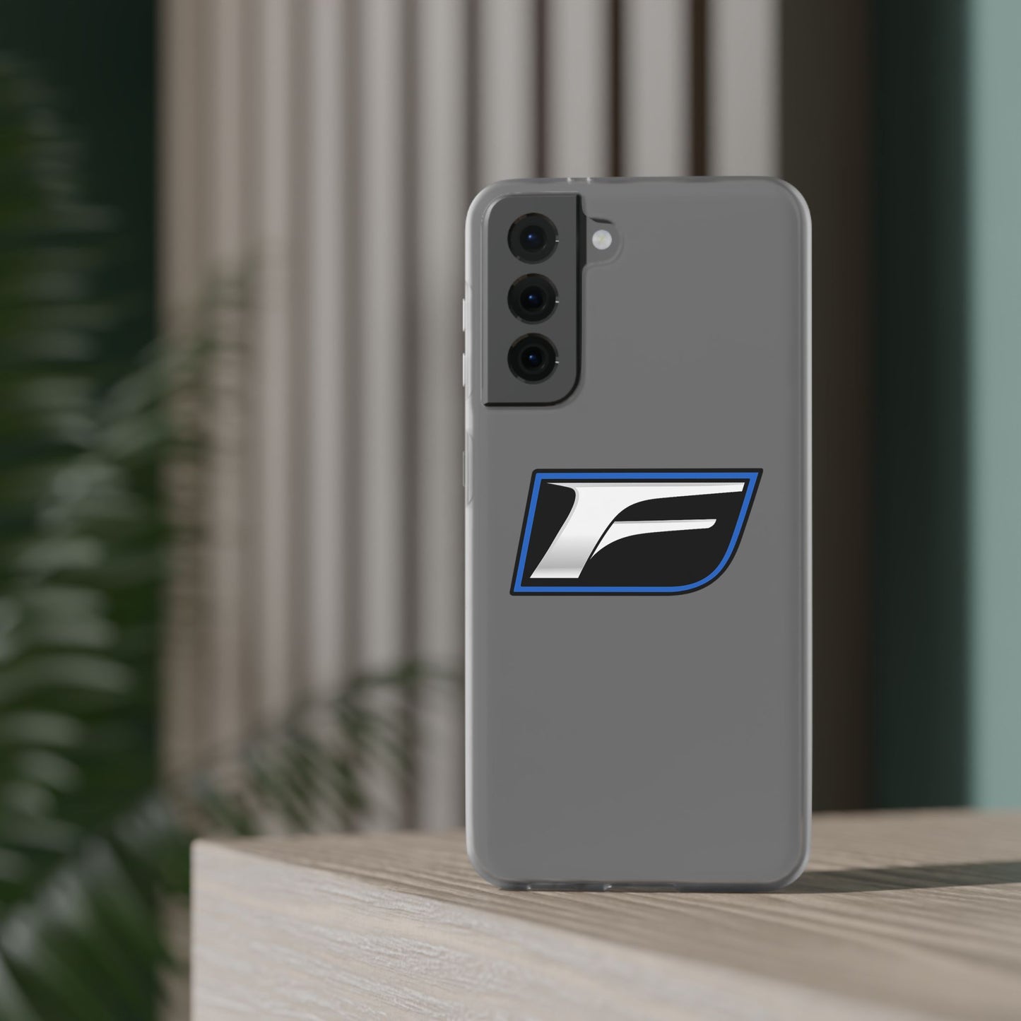 Flexi Phone Case — Sleek Black & Blue 'F' Logo Protective Cover