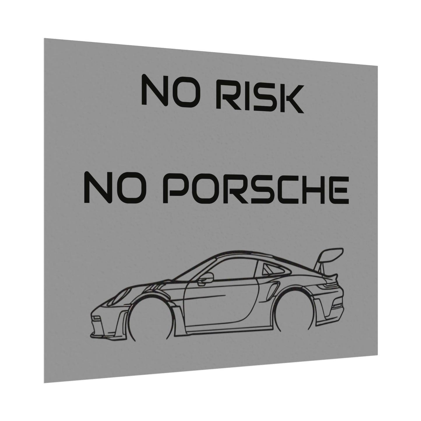 No Risk No Porsche Poster — Minimalist Car Wall Art for Garage or Man Cave