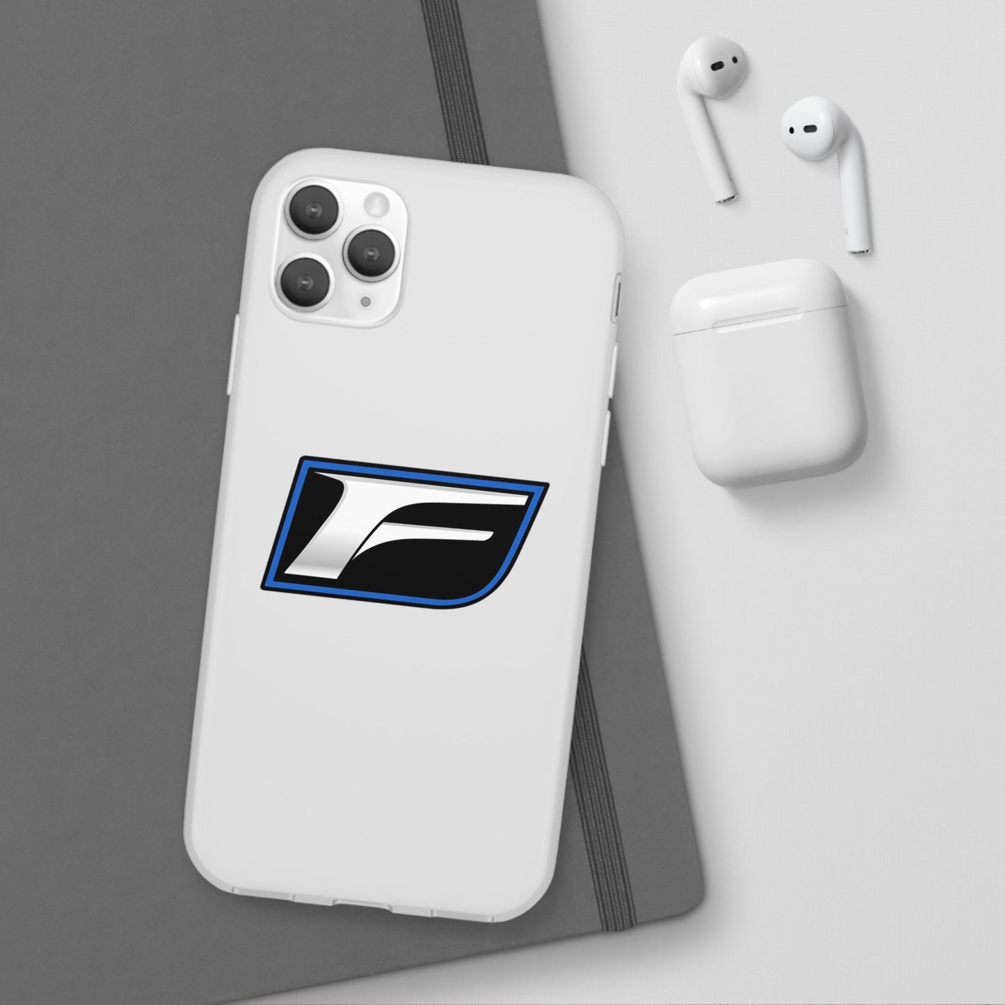 Flexi Phone Case — Sleek Black & Blue 'F' Logo Protective Cover