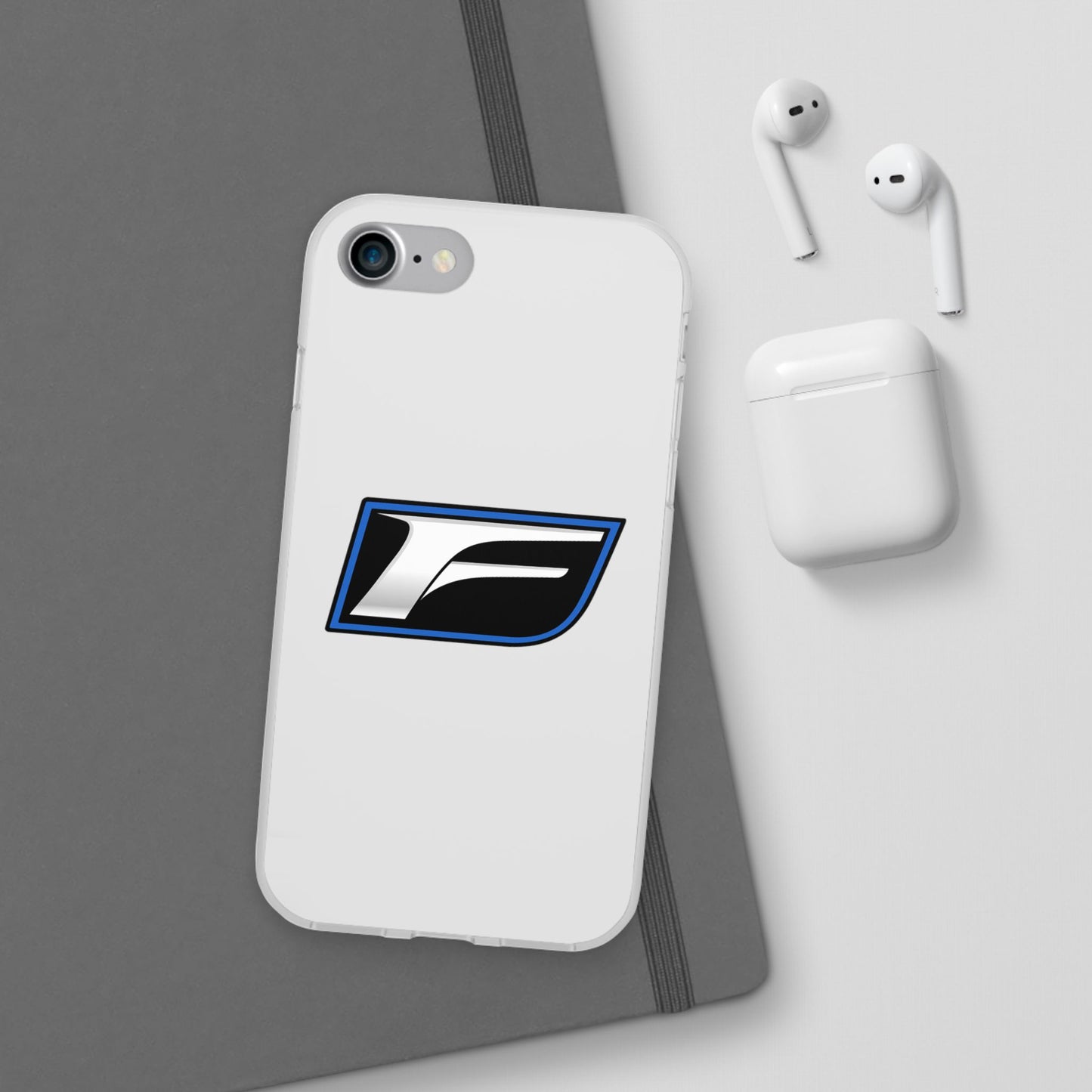 Flexi Phone Case — Sleek Black & Blue 'F' Logo Protective Cover