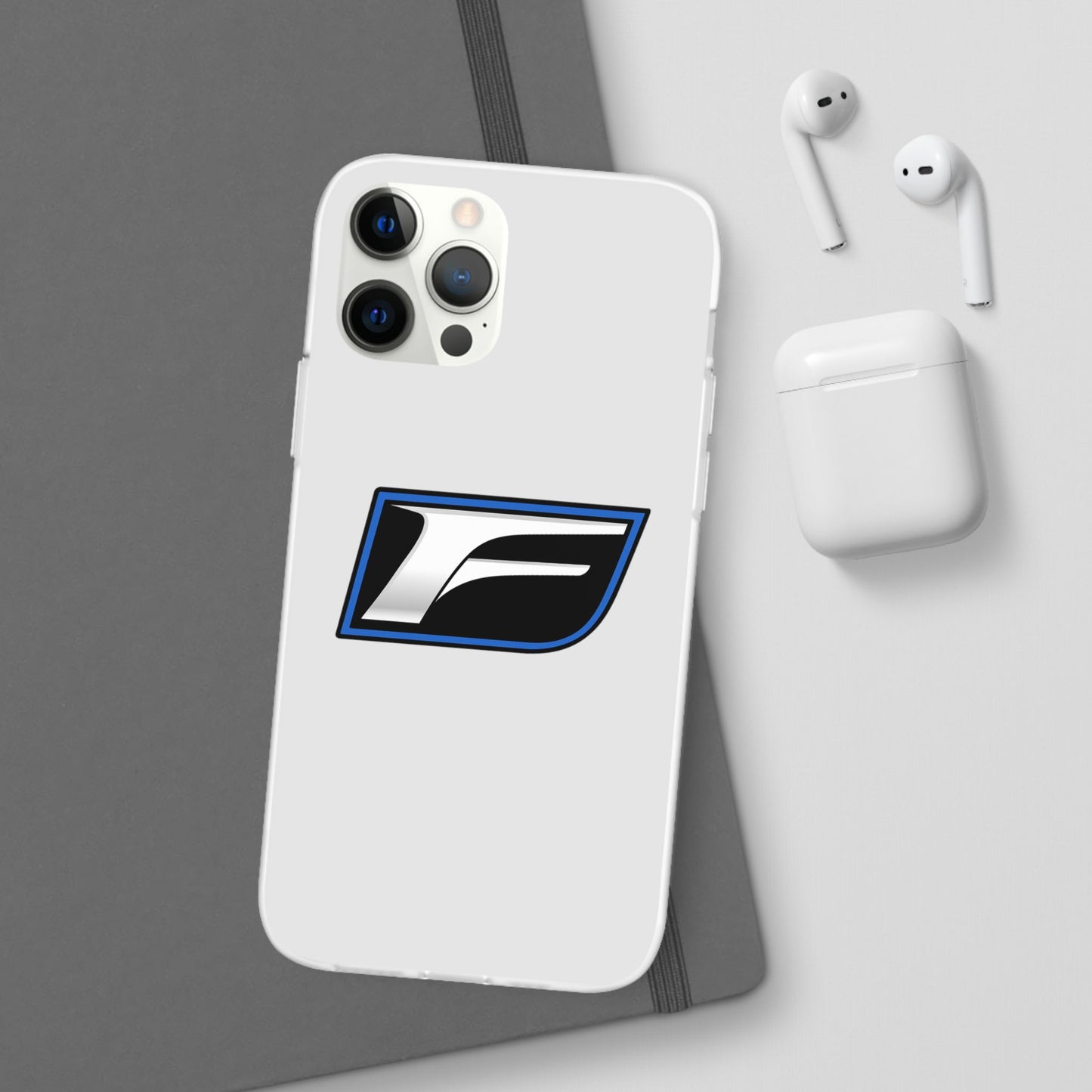 Flexi Phone Case — Sleek Black & Blue 'F' Logo Protective Cover