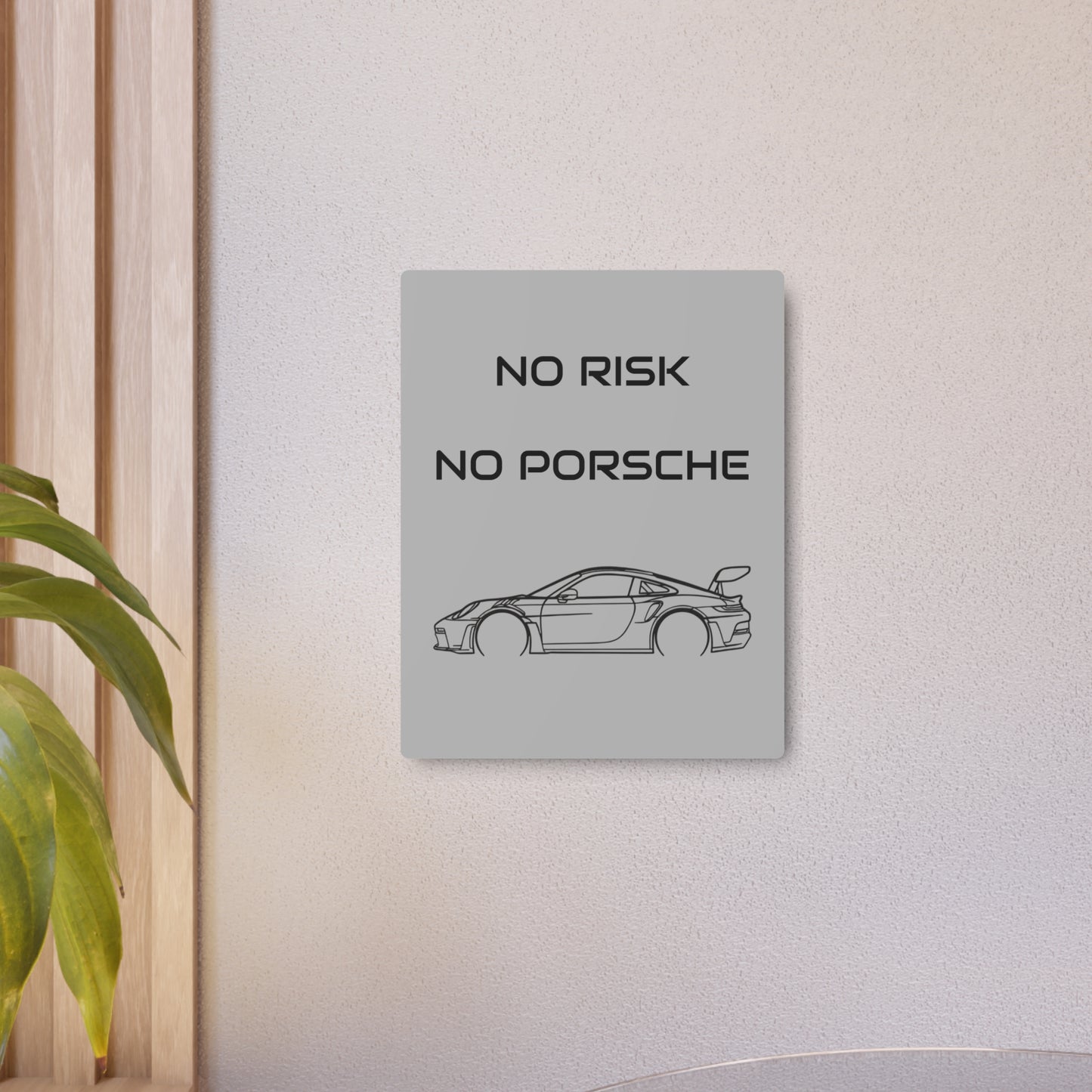 No Risk No Porsche Metal Sign — Sports Car Wall Art for Garage & Man Cave