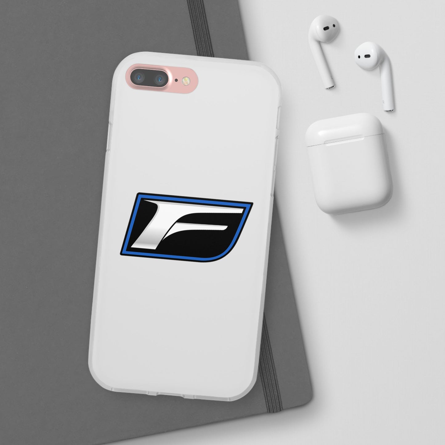 Flexi Phone Case — Sleek Black & Blue 'F' Logo Protective Cover