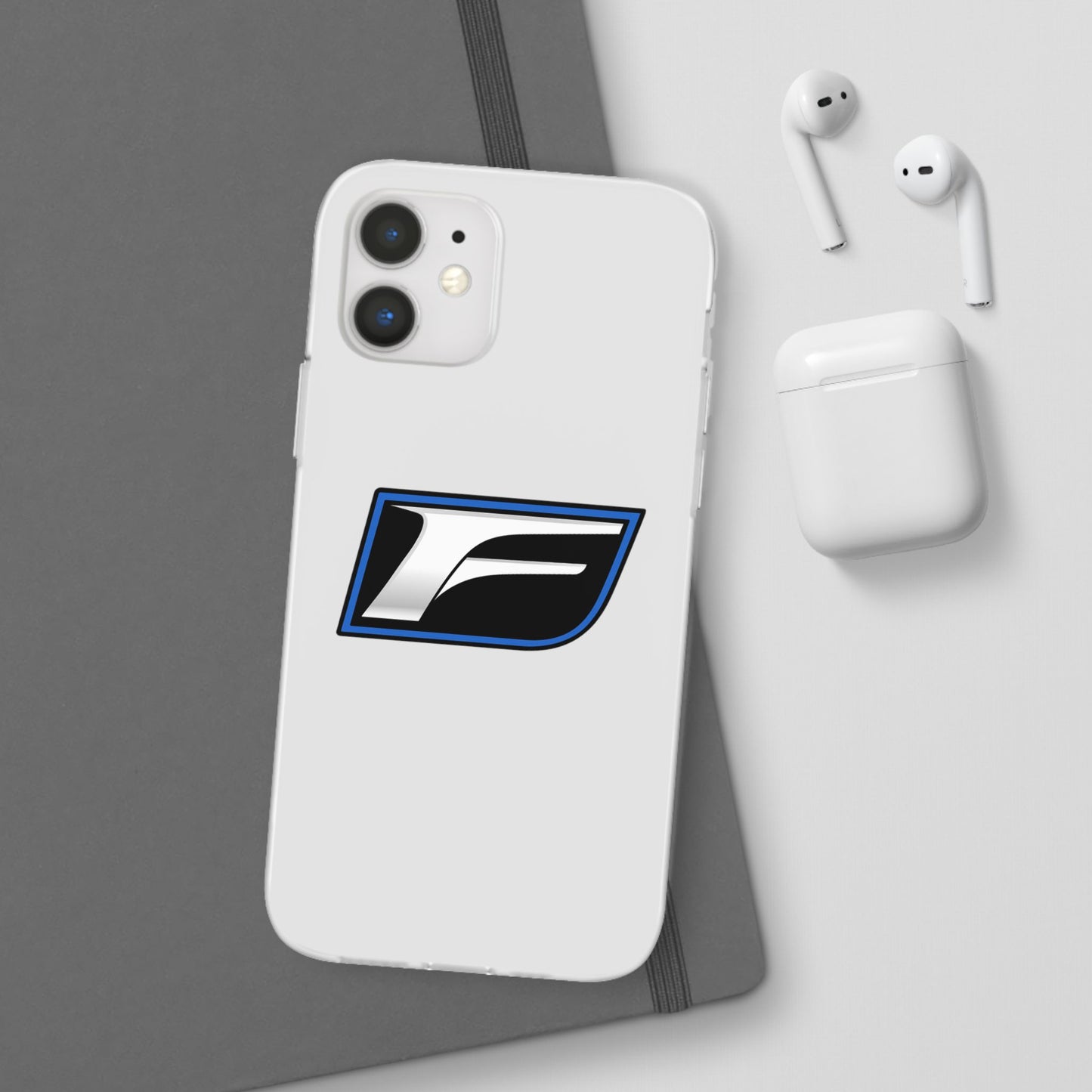 Flexi Phone Case — Sleek Black & Blue 'F' Logo Protective Cover