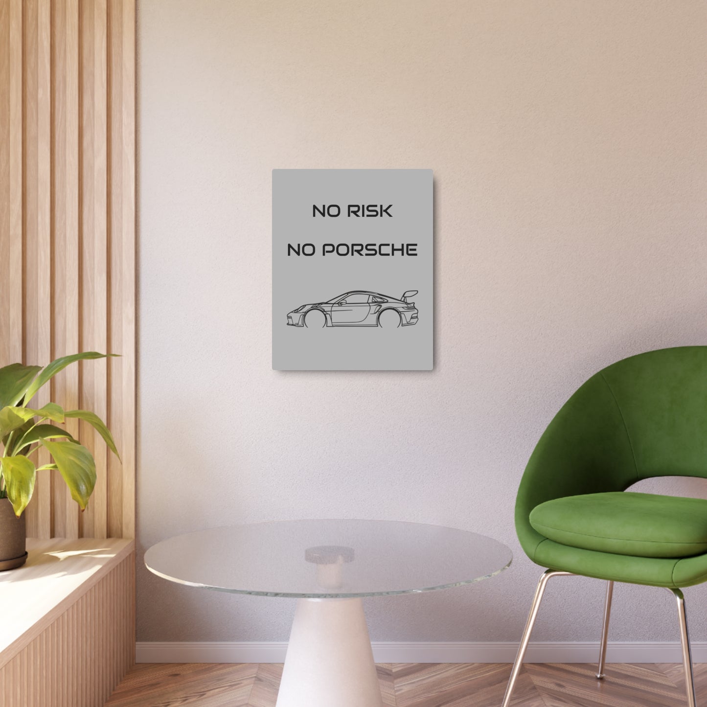 No Risk No Porsche Metal Sign — Sports Car Wall Art for Garage & Man Cave