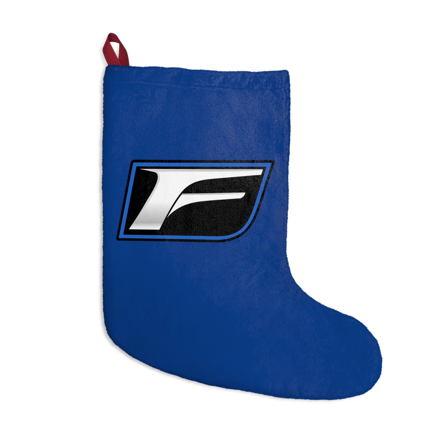 Racing Logo Blue Christmas Stocking – Personalized Holiday Stocking for Car Enthusiasts