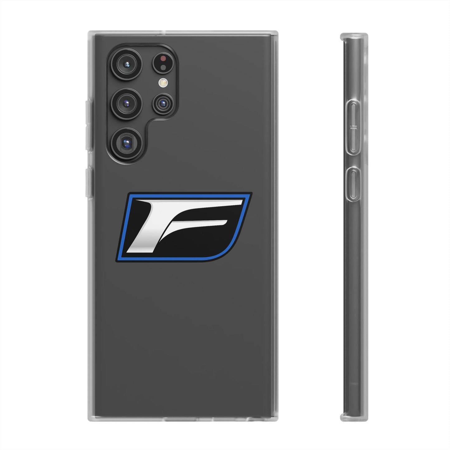 Flexi Phone Case — Sleek Black & Blue 'F' Logo Protective Cover