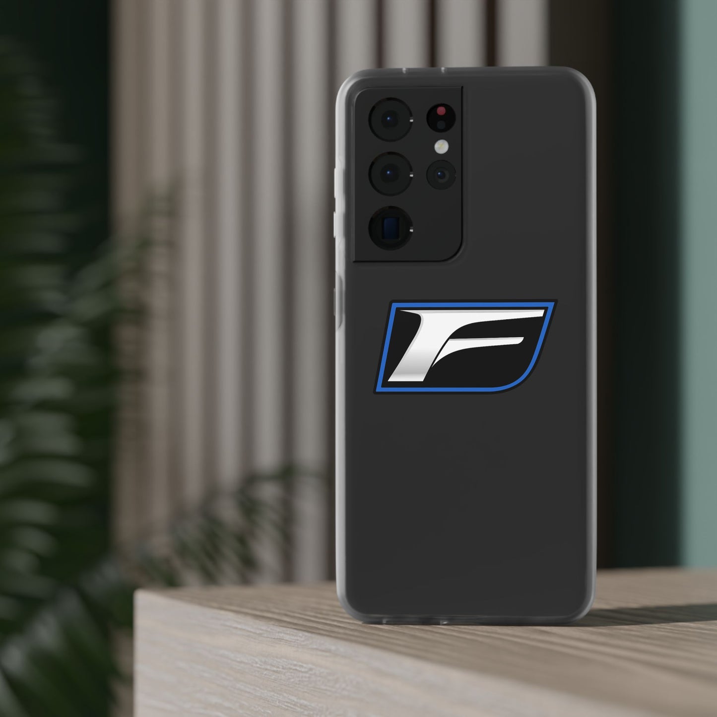 Flexi Phone Case — Sleek Black & Blue 'F' Logo Protective Cover
