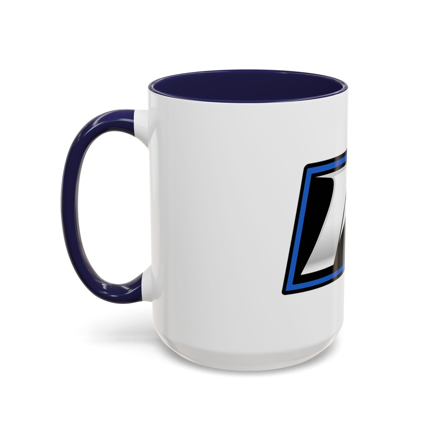 Racing F Emblem Accent Coffee Mug — Black & Blue 11/15oz