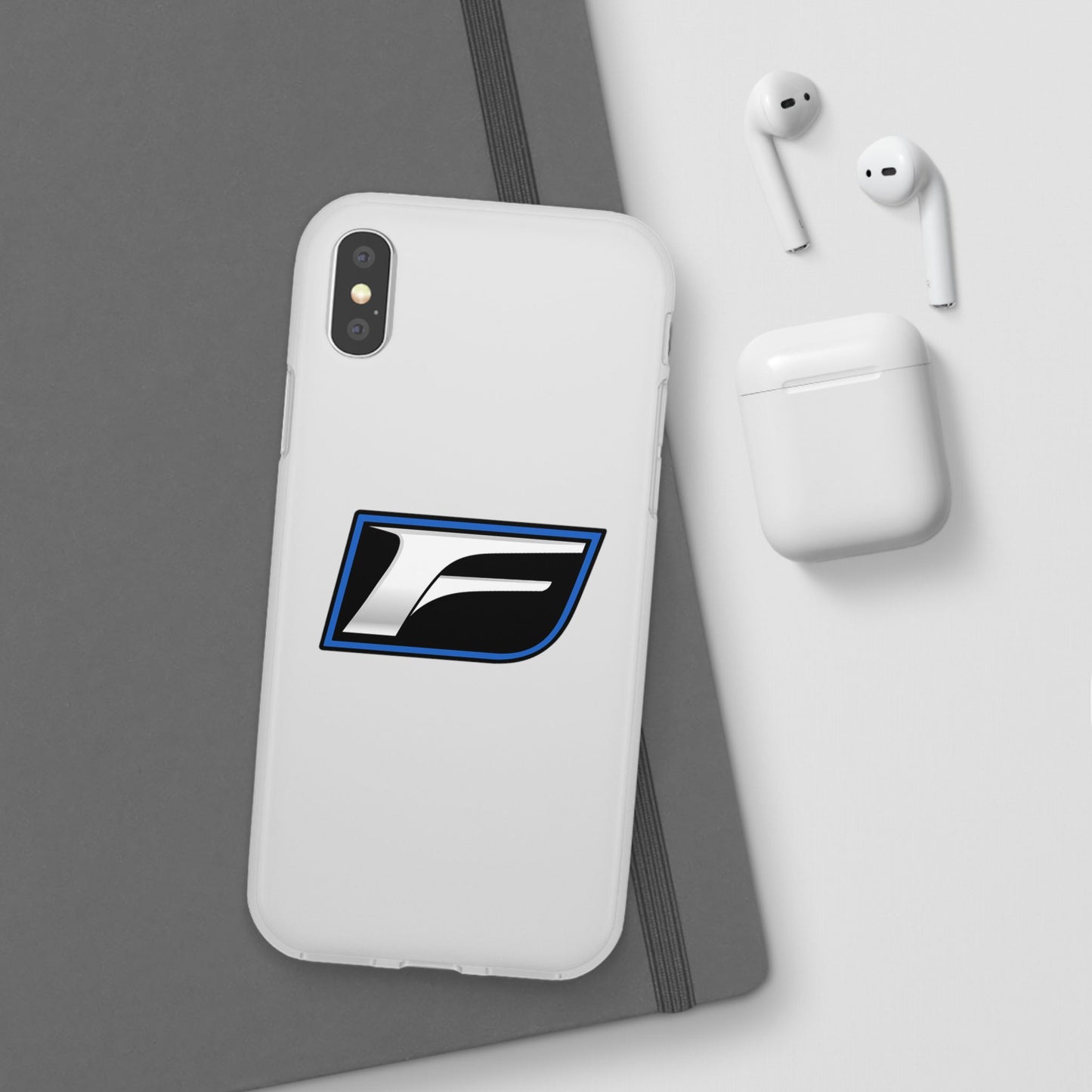 Flexi Phone Case — Sleek Black & Blue 'F' Logo Protective Cover