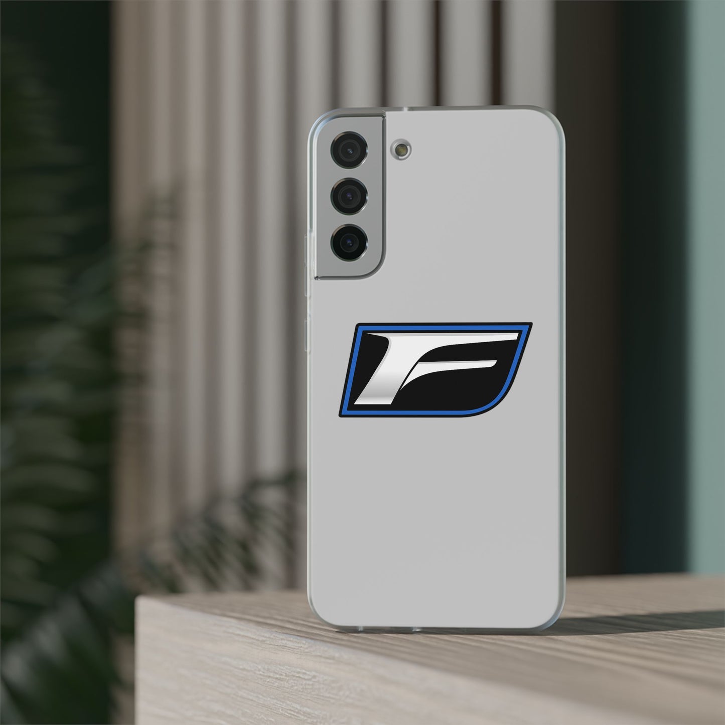 Flexi Phone Case — Sleek Black & Blue 'F' Logo Protective Cover