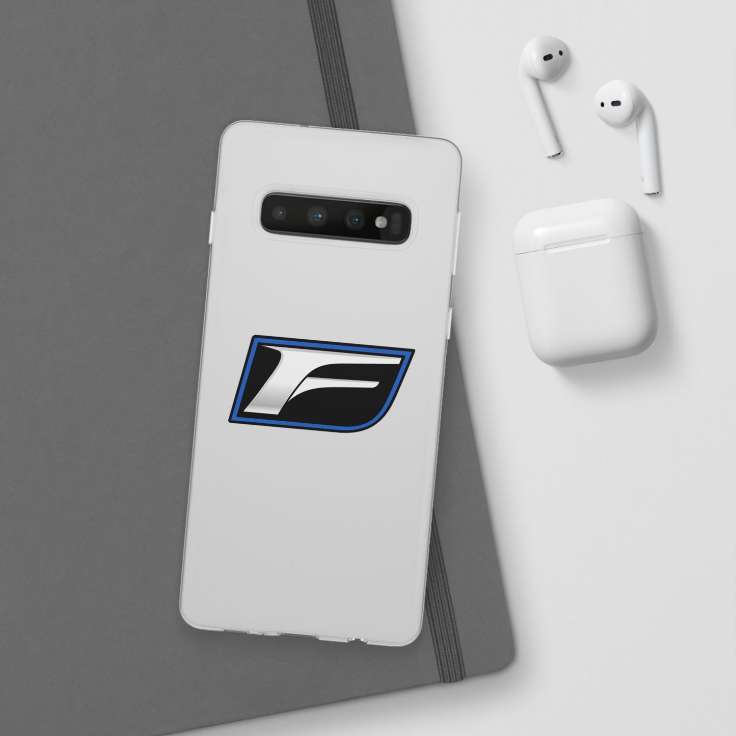 Flexi Phone Case — Sleek Black & Blue 'F' Logo Protective Cover