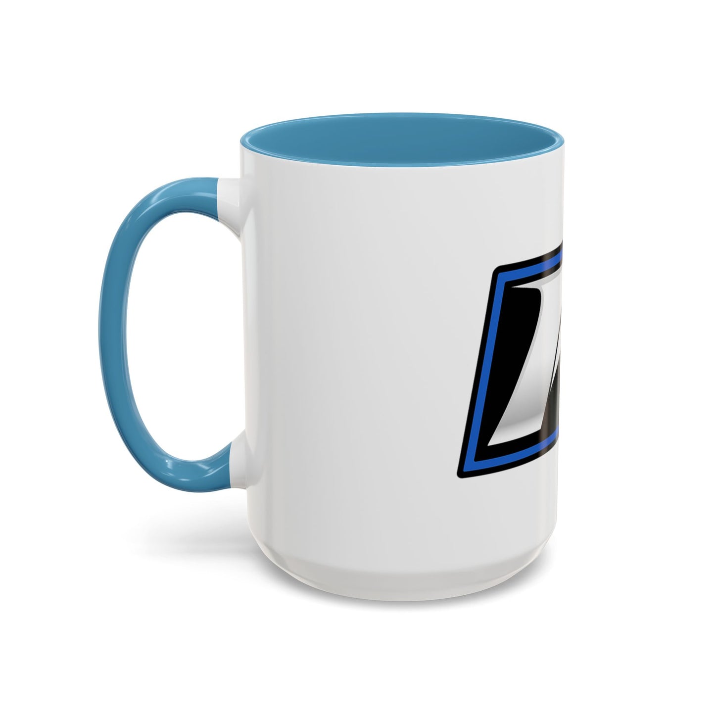 Racing F Emblem Accent Coffee Mug — Black & Blue 11/15oz