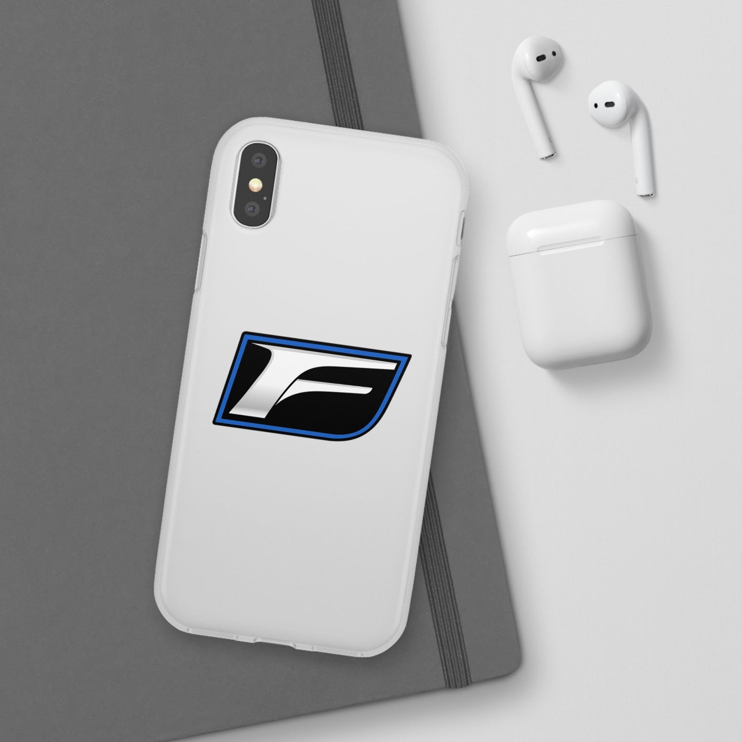 Flexi Phone Case — Sleek Black & Blue 'F' Logo Protective Cover