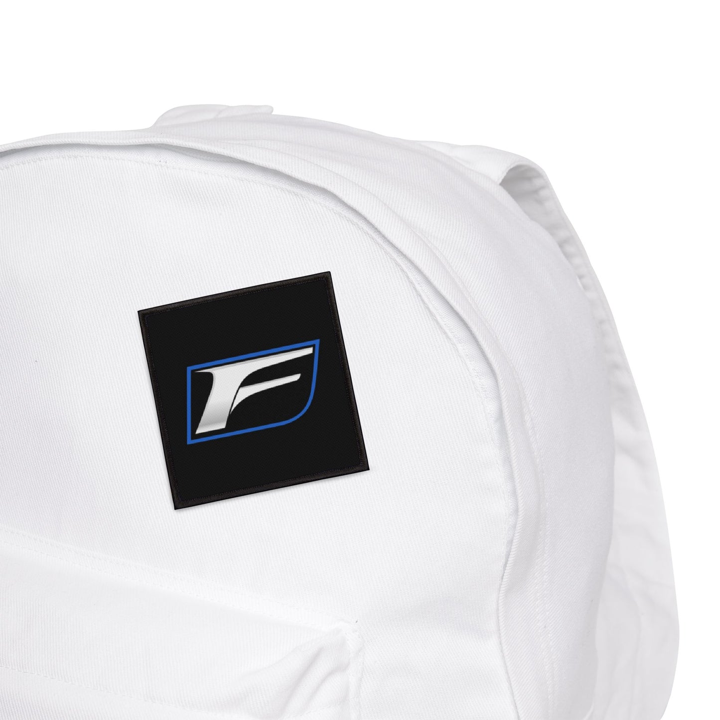 F Logo Iron-On Patch – Silver & Blue Motor Sport Emblem Patch