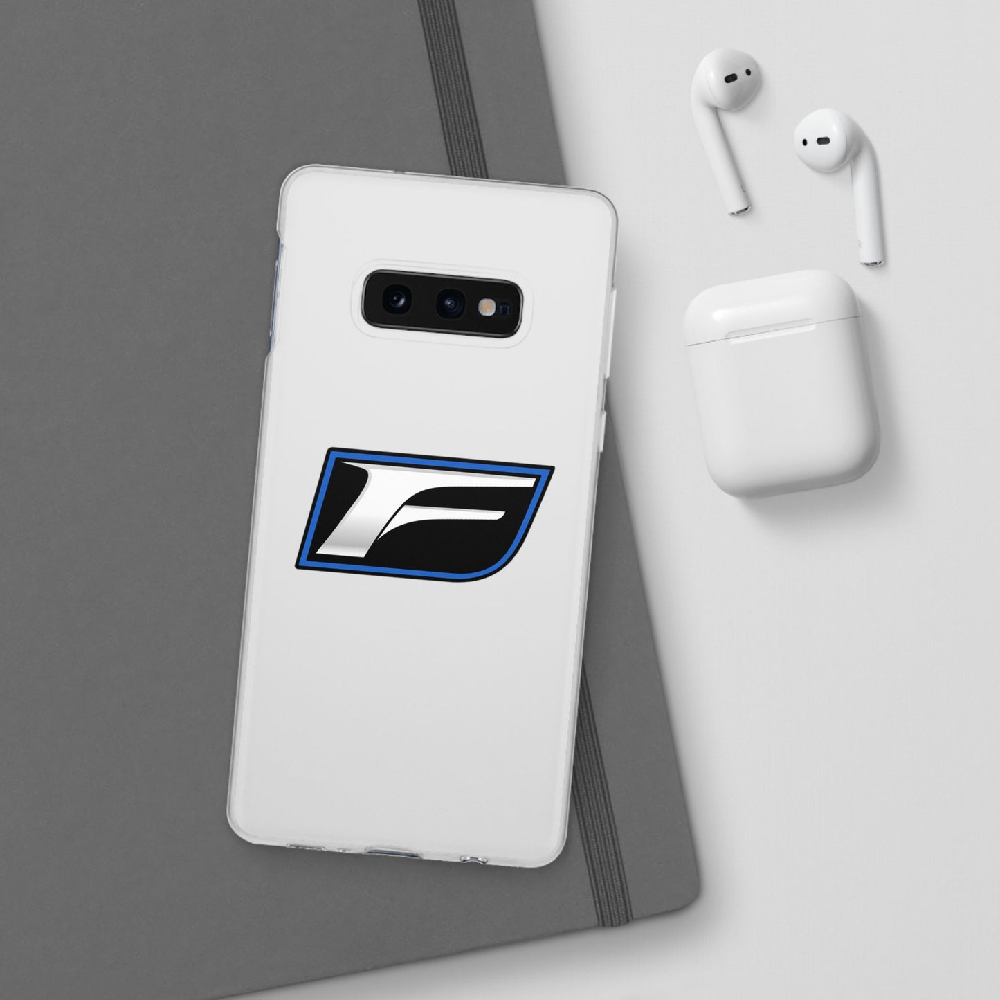 Flexi Phone Case — Sleek Black & Blue 'F' Logo Protective Cover