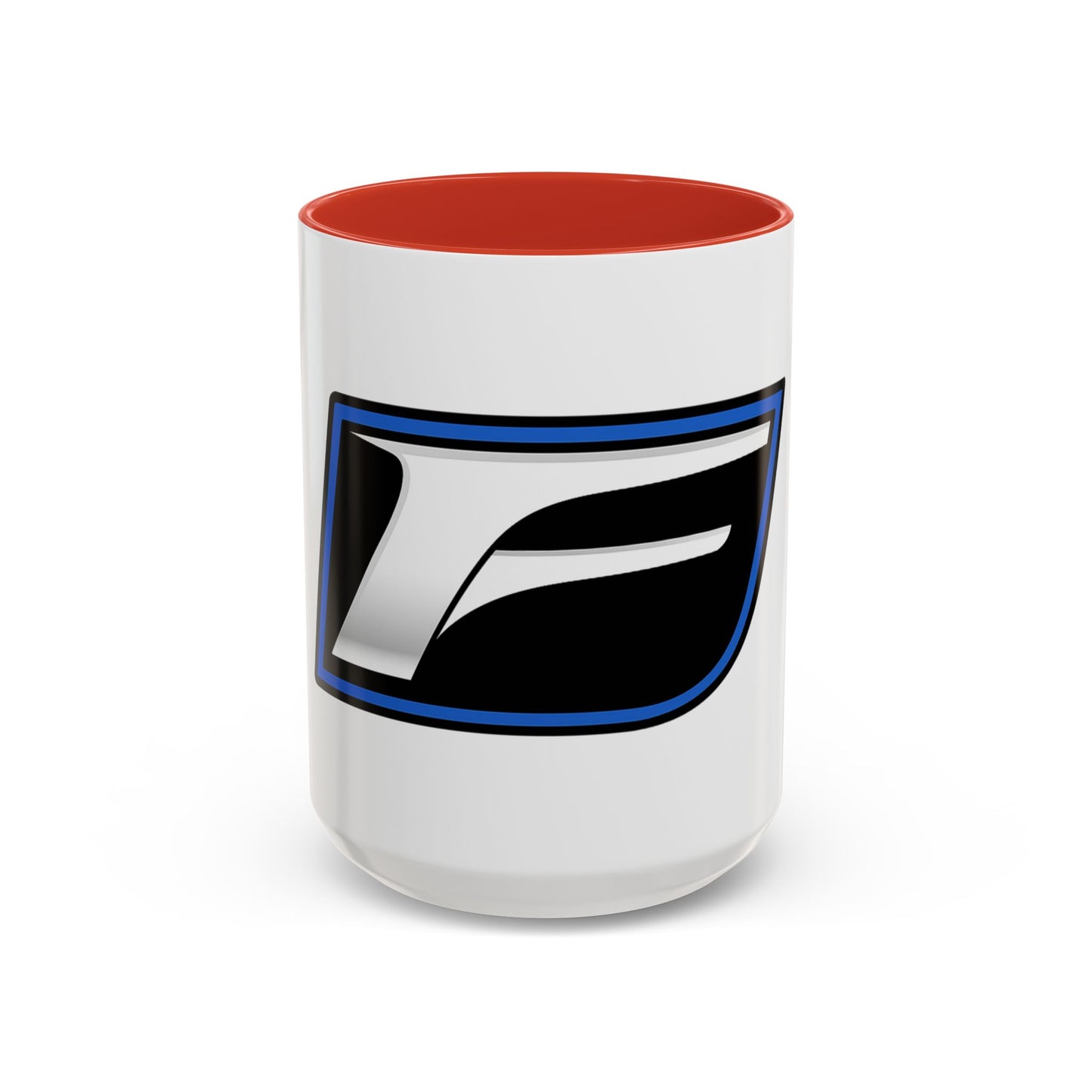 Racing F Emblem Accent Coffee Mug — Black & Blue 11/15oz