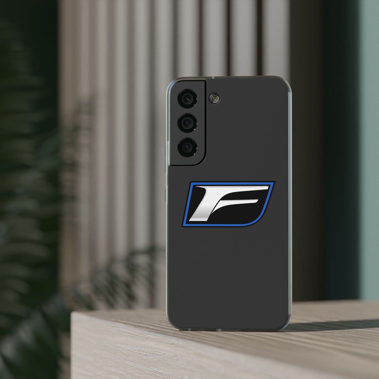 Flexi Phone Case — Sleek Black & Blue 'F' Logo Protective Cover