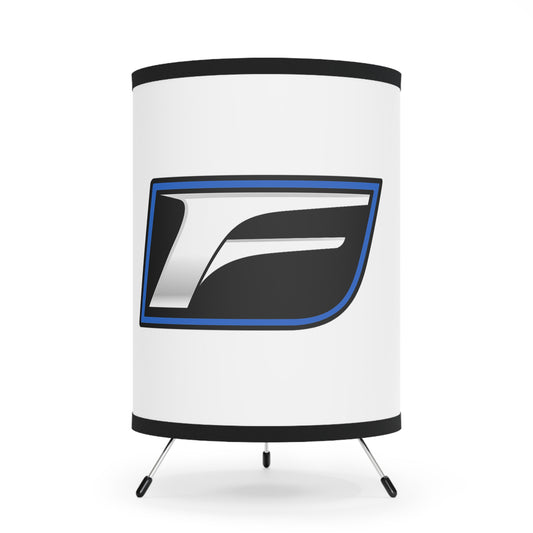Tripod Lamp — Modern Printed Shade with Stylized 'F' Logo