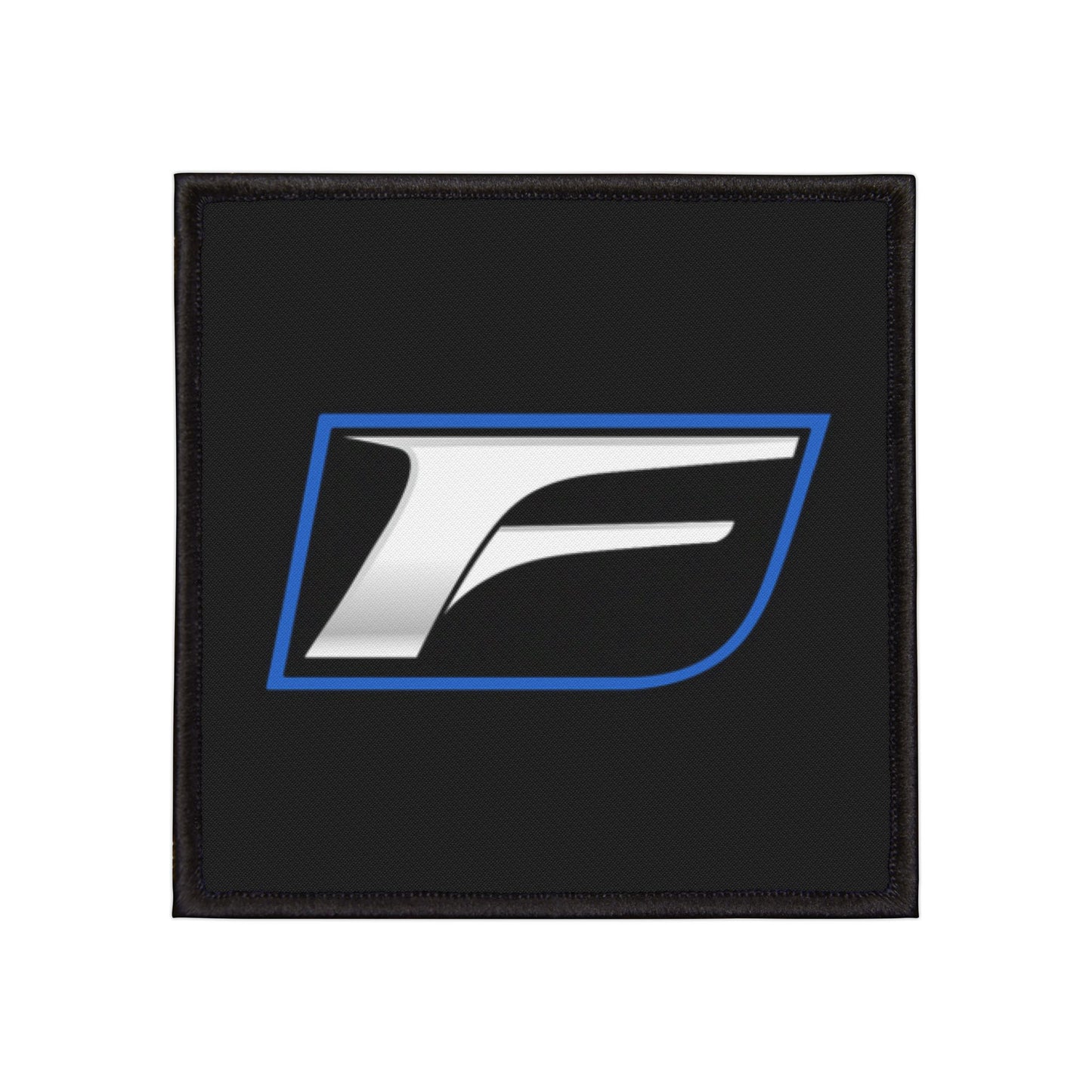 F Logo Iron-On Patch – Silver & Blue Motor Sport Emblem Patch