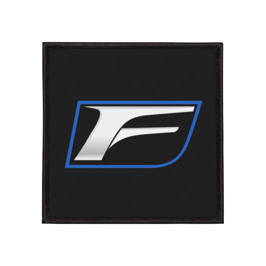 F Logo Iron-On Patch – Silver & Blue Motor Sport Emblem Patch