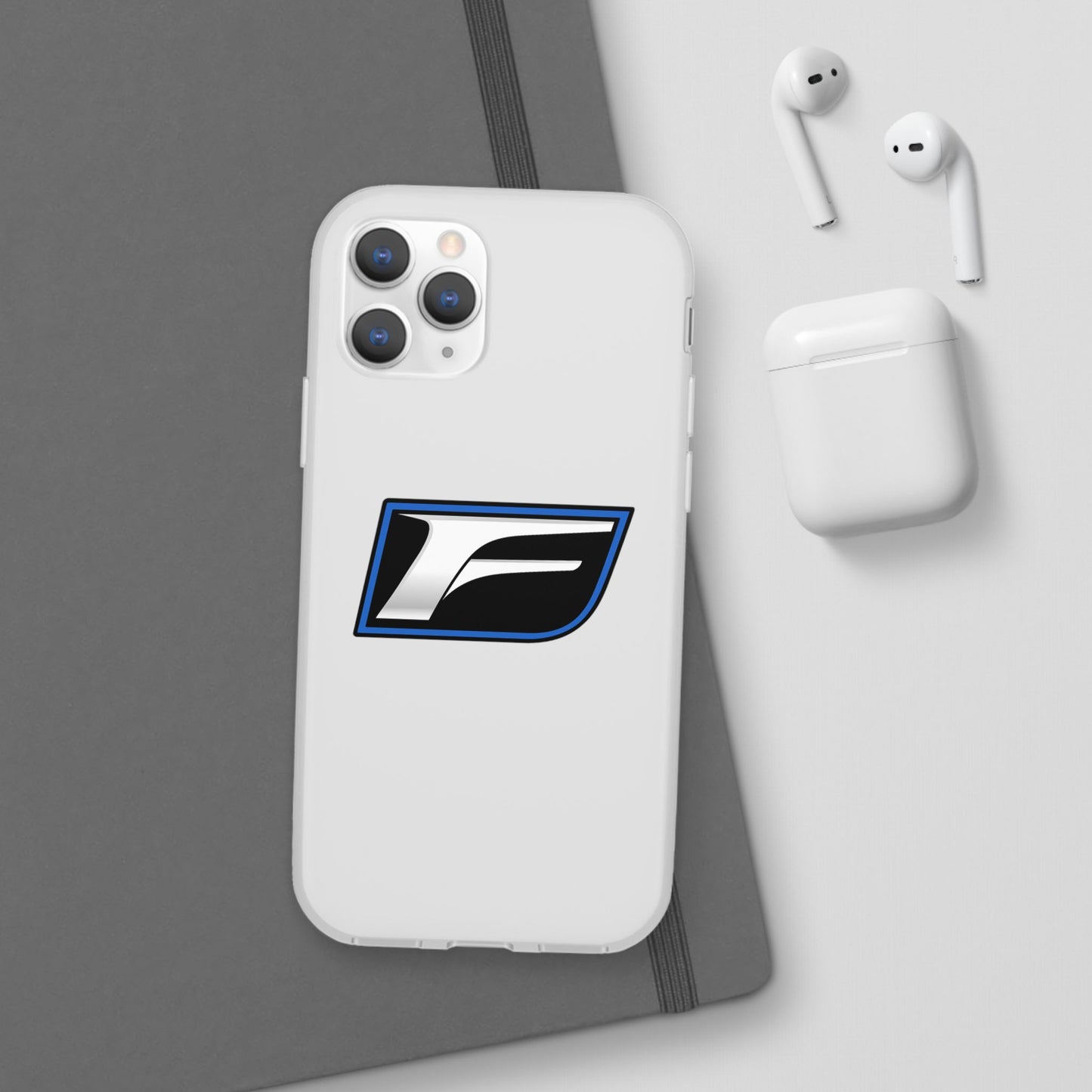 Flexi Phone Case — Sleek Black & Blue 'F' Logo Protective Cover
