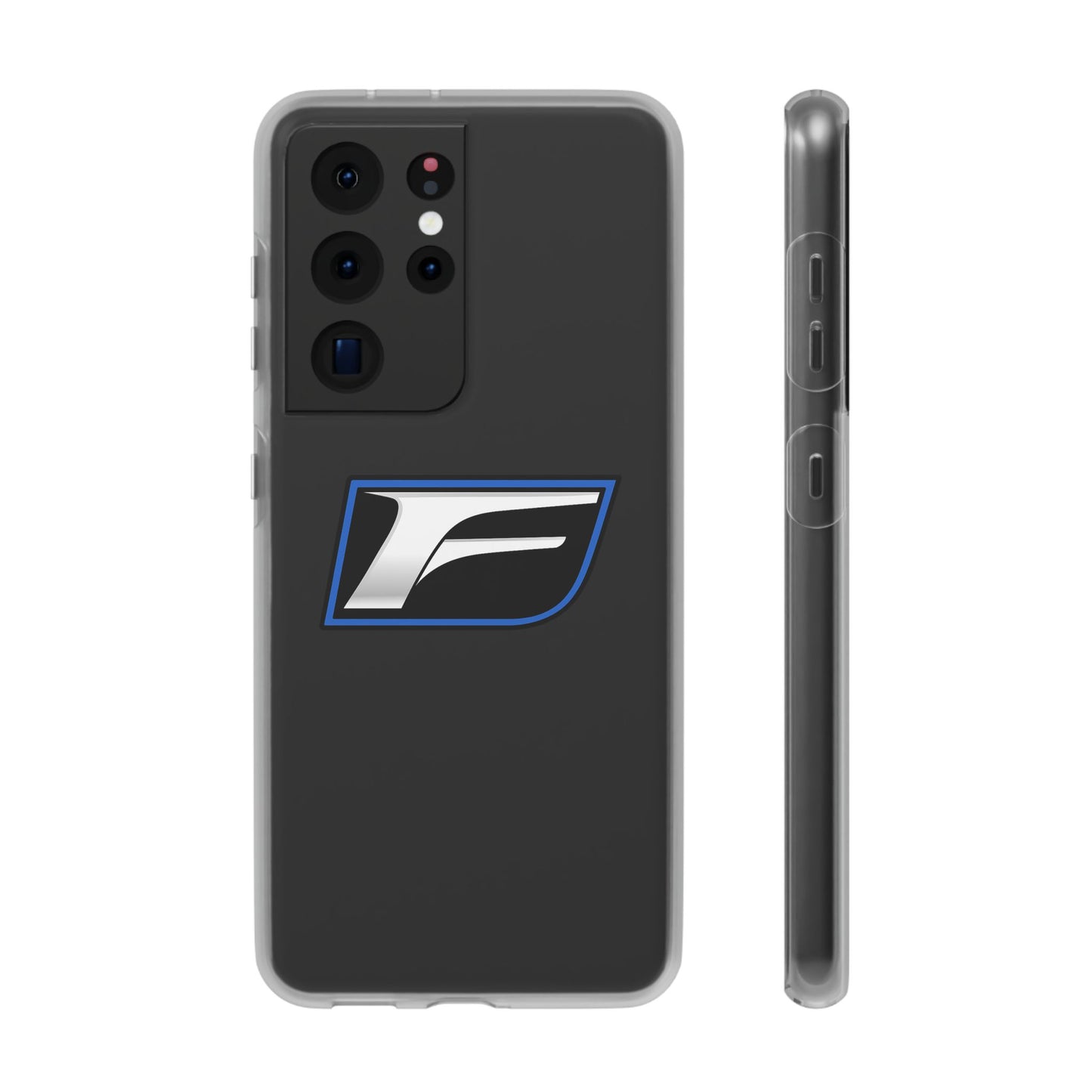 Flexi Phone Case — Sleek Black & Blue 'F' Logo Protective Cover