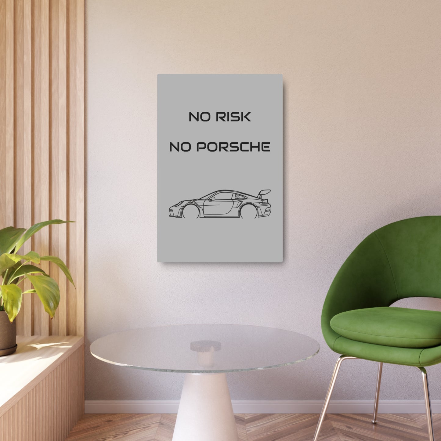 No Risk No Porsche Metal Sign — Sports Car Wall Art for Garage & Man Cave