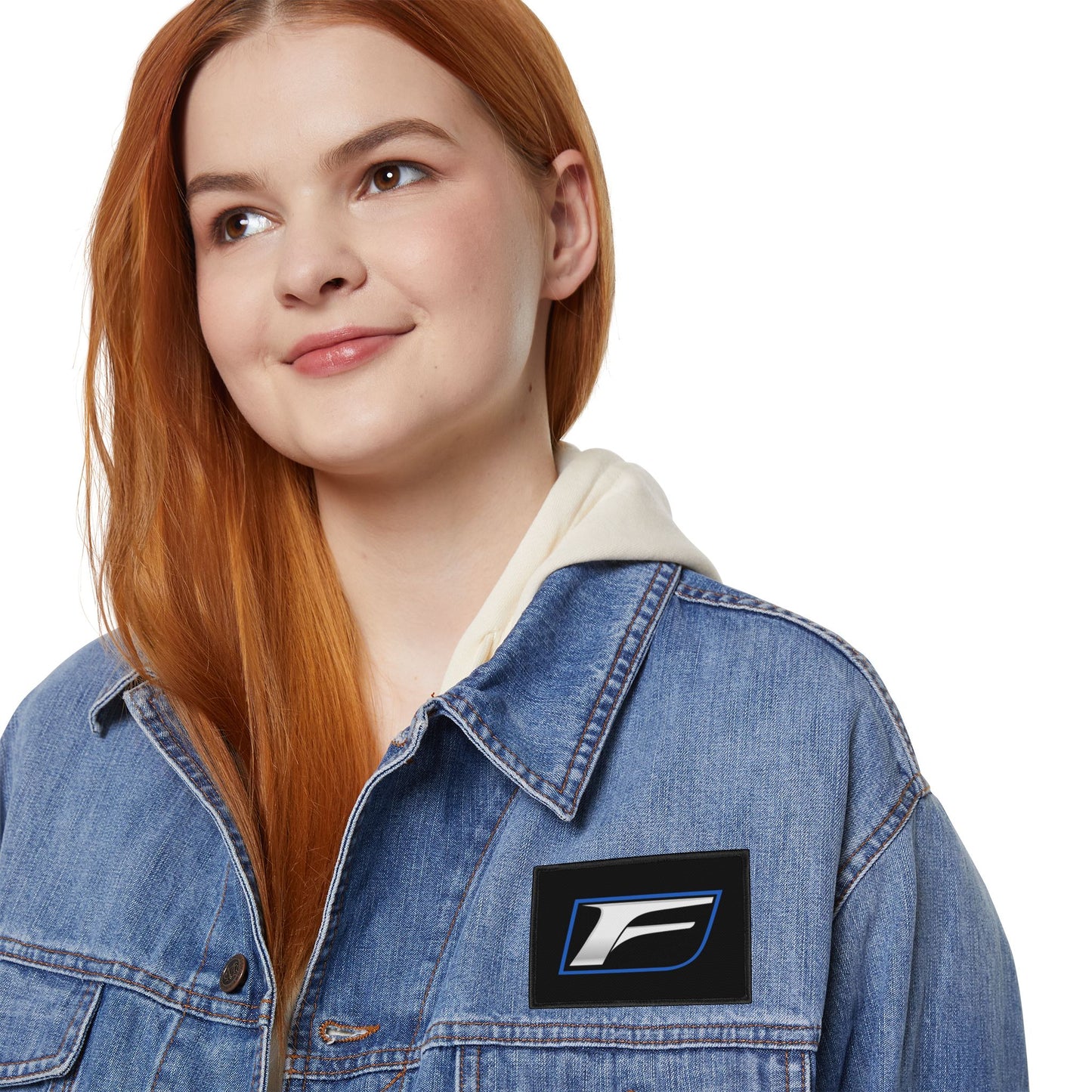 F Logo Iron-On Patch – Silver & Blue Motor Sport Emblem Patch