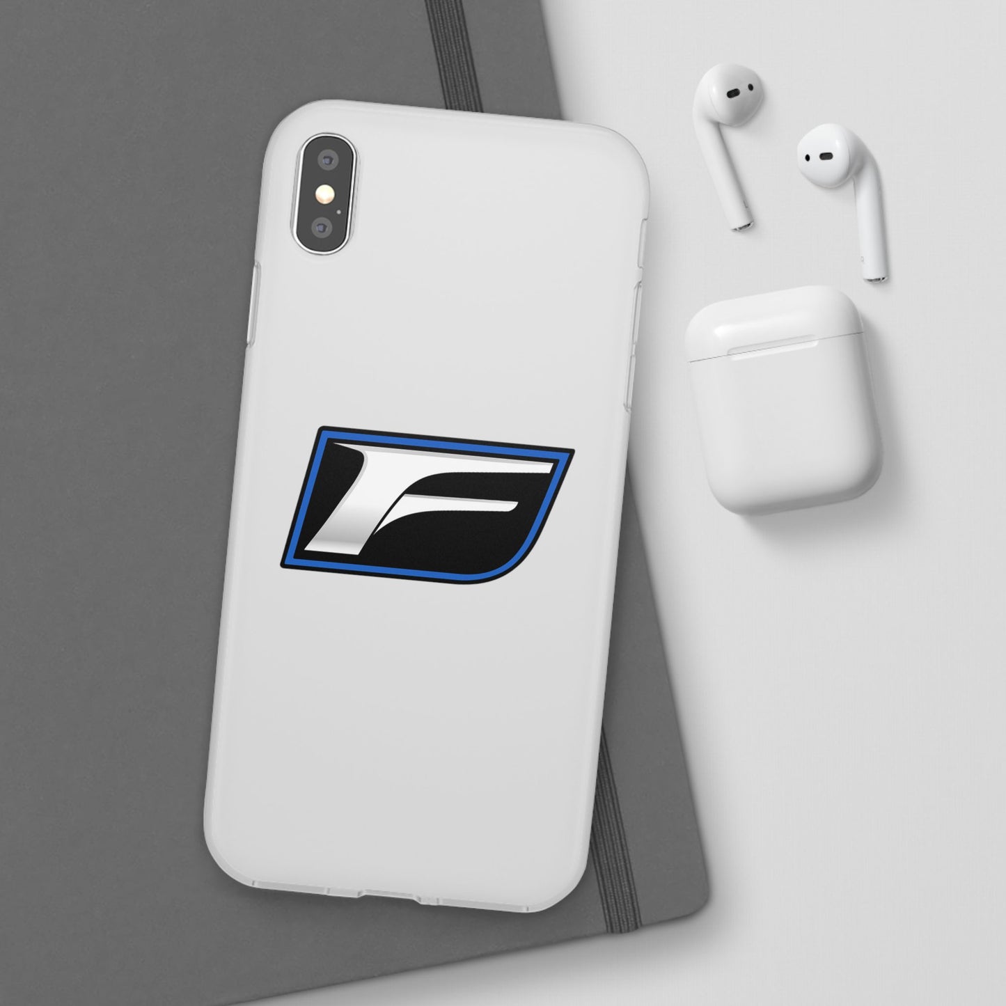 Flexi Phone Case — Sleek Black & Blue 'F' Logo Protective Cover