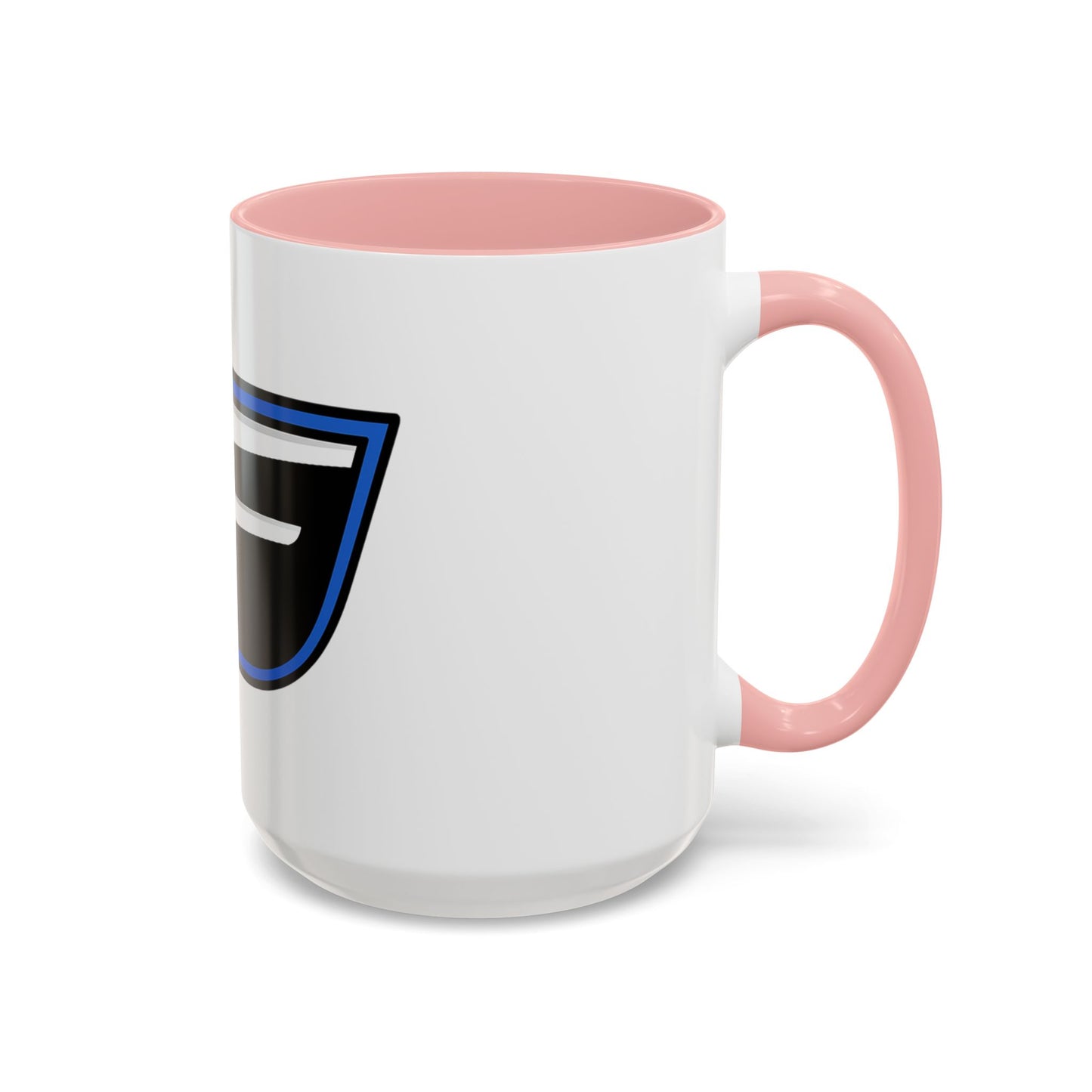 Racing F Emblem Accent Coffee Mug — Black & Blue 11/15oz