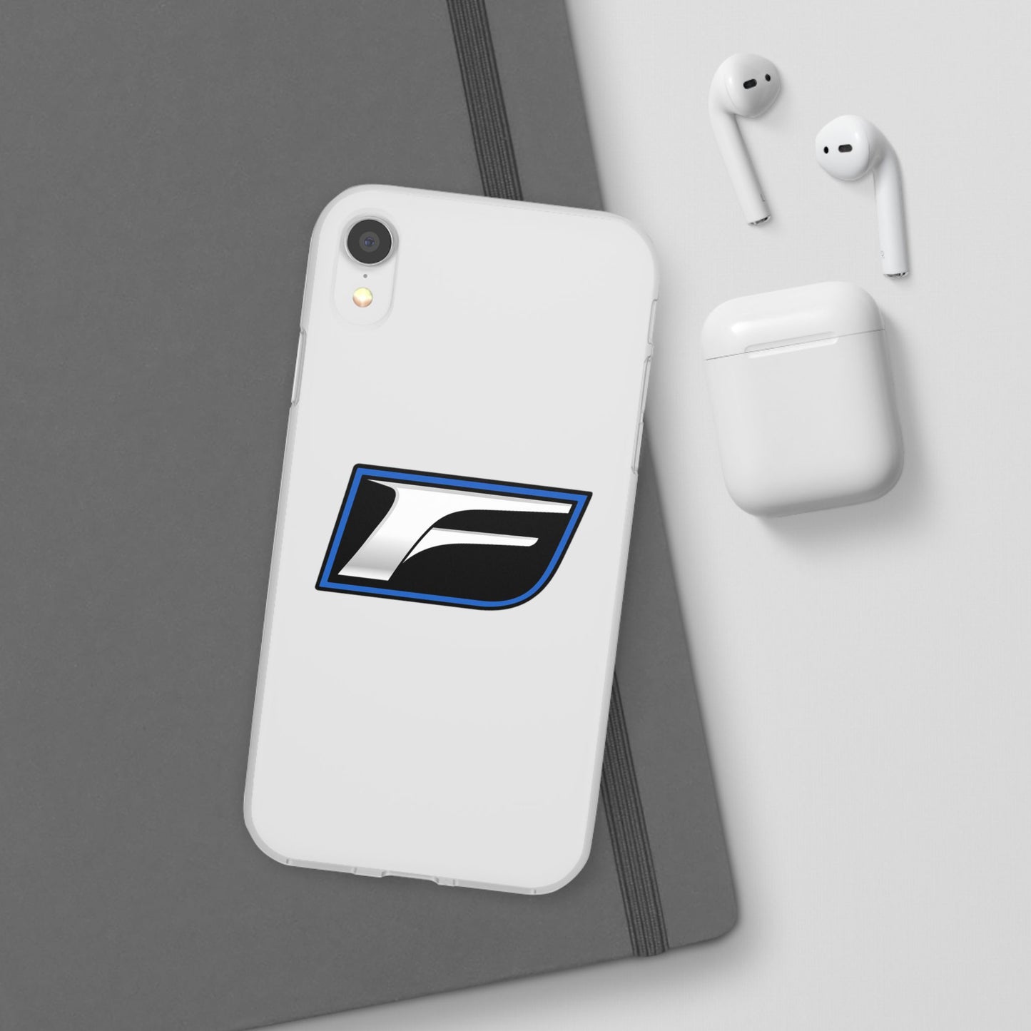 Flexi Phone Case — Sleek Black & Blue 'F' Logo Protective Cover