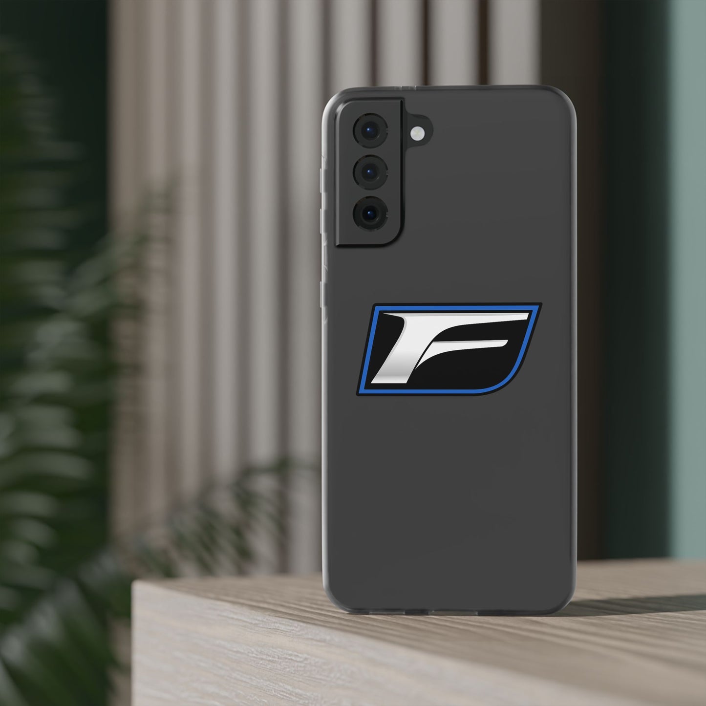 Flexi Phone Case — Sleek Black & Blue 'F' Logo Protective Cover