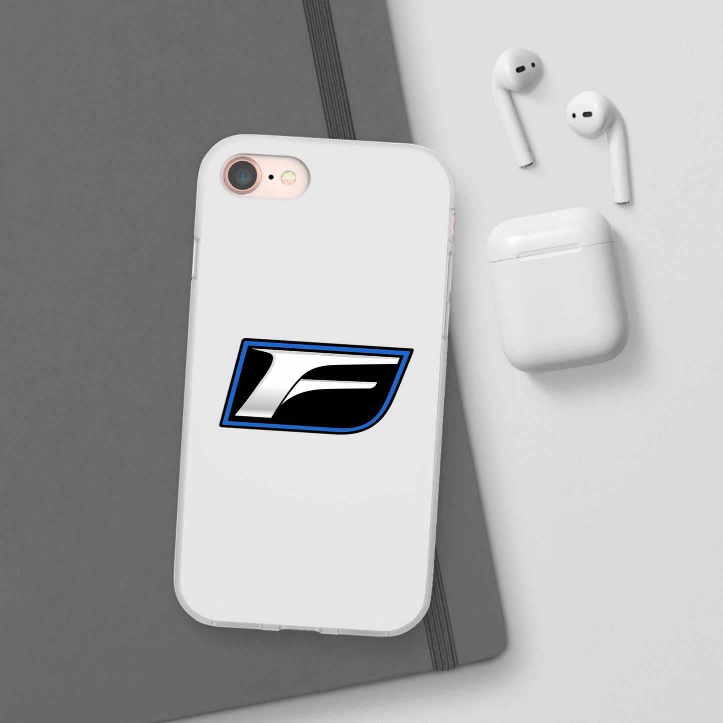 Flexi Phone Case — Sleek Black & Blue 'F' Logo Protective Cover
