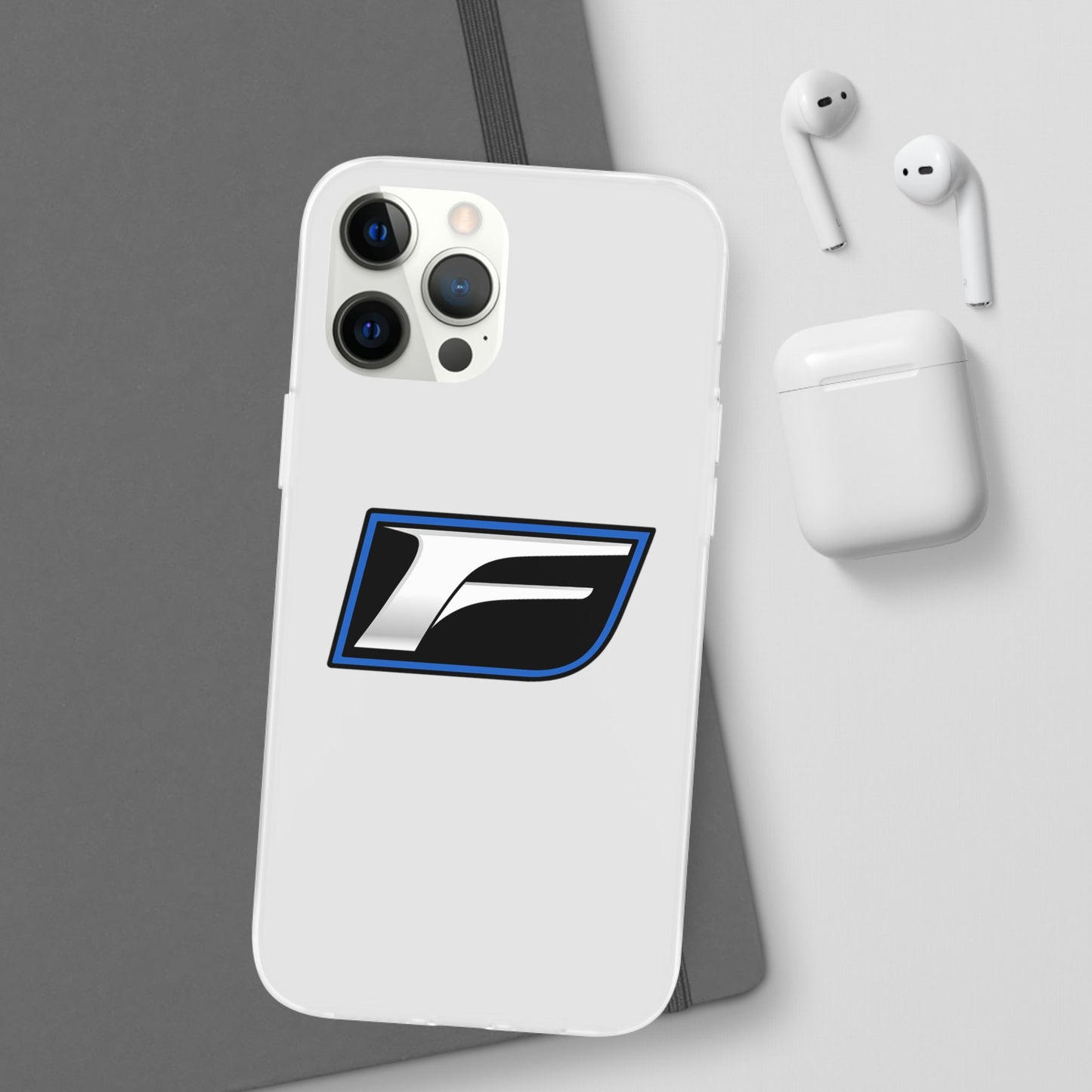 Flexi Phone Case — Sleek Black & Blue 'F' Logo Protective Cover