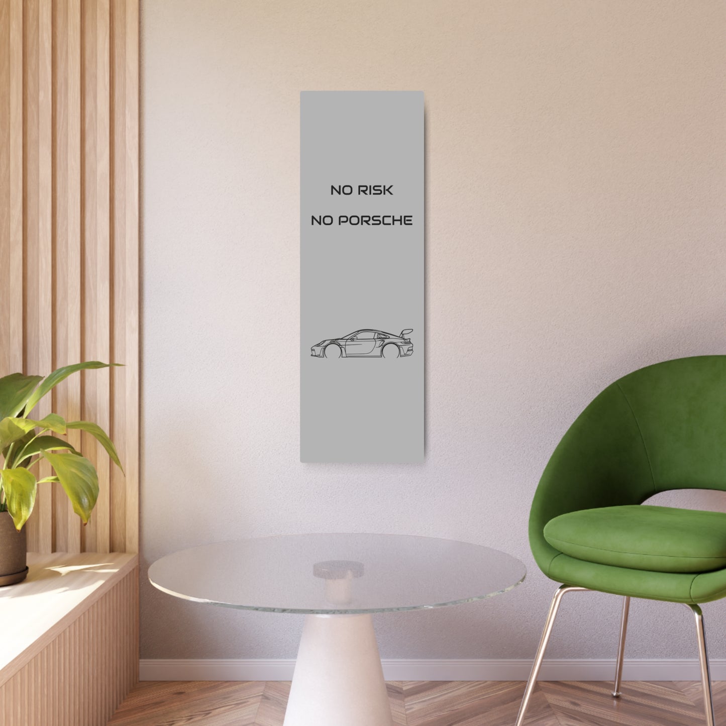 No Risk No Porsche Metal Sign — Sports Car Wall Art for Garage & Man Cave
