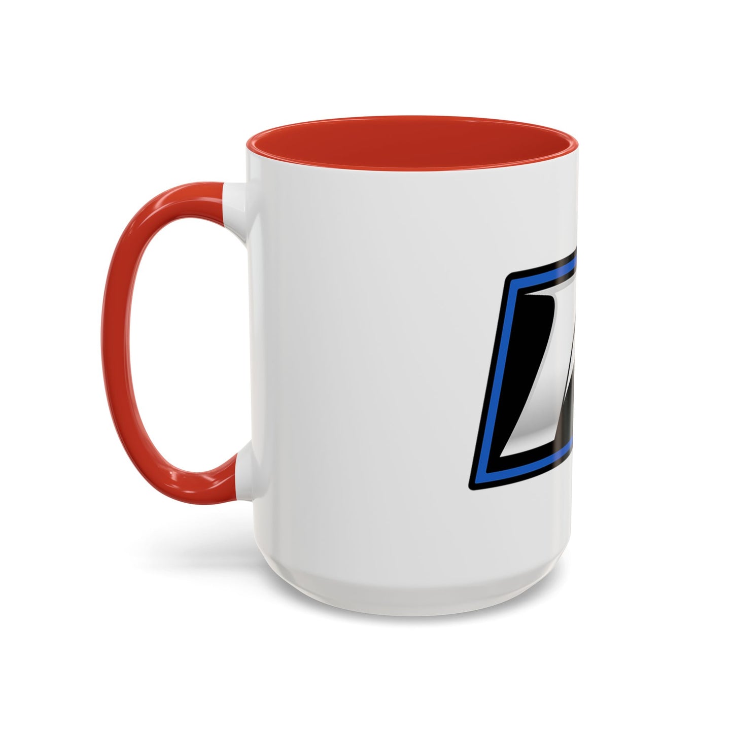 Racing F Emblem Accent Coffee Mug — Black & Blue 11/15oz